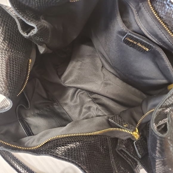 Maxine Couture Black Snakeprint Leather Hobo Shoulder Bag - Picture 8 of 11